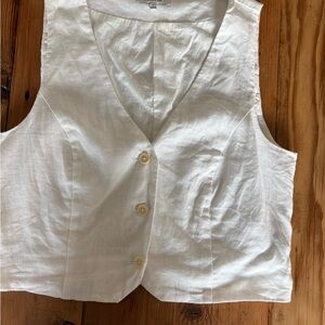 Madewell Women's White Linen Vest Sleeveless Top